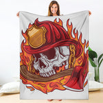 Flaming Firefighter Skull Print Blanket