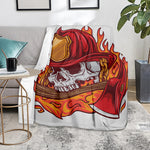 Flaming Firefighter Skull Print Blanket