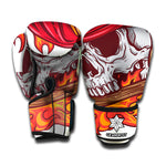 Flaming Firefighter Skull Print Boxing Gloves