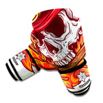 Flaming Firefighter Skull Print Boxing Gloves