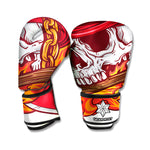 Flaming Firefighter Skull Print Boxing Gloves
