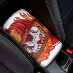 Flaming Firefighter Skull Print Car Center Console Cover