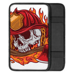 Flaming Firefighter Skull Print Car Center Console Cover