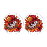 Flaming Firefighter Skull Print Car Coasters