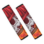 Flaming Firefighter Skull Print Car Seat Belt Covers