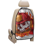 Flaming Firefighter Skull Print Car Seat Organizers