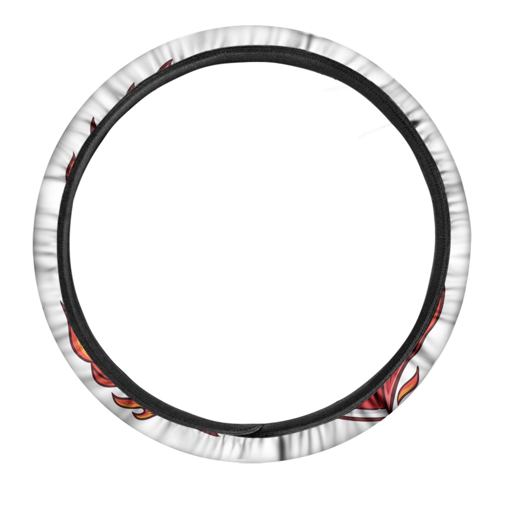 Flaming Firefighter Skull Print Car Steering Wheel Cover