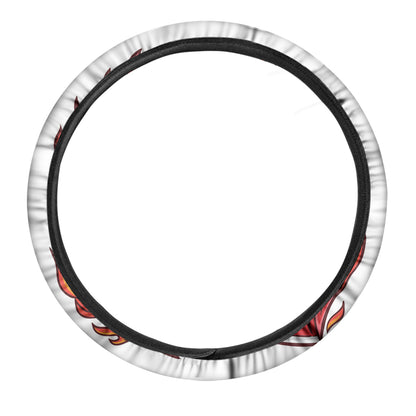 Flaming Firefighter Skull Print Car Steering Wheel Cover