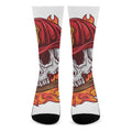Flaming Firefighter Skull Print Crew Socks