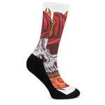 Flaming Firefighter Skull Print Crew Socks