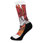 Flaming Firefighter Skull Print Crew Socks