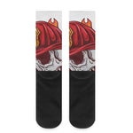 Flaming Firefighter Skull Print Crew Socks