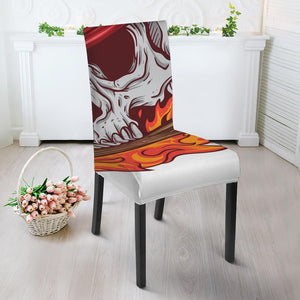 Flaming Firefighter Skull Print Dining Chair Slipcover