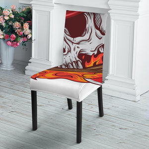 Flaming Firefighter Skull Print Dining Chair Slipcover