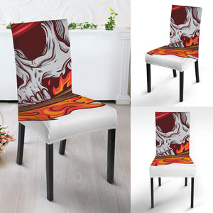 Flaming Firefighter Skull Print Dining Chair Slipcover