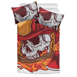 Flaming Firefighter Skull Print Duvet Cover Bedding Set