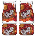 Flaming Firefighter Skull Print Front and Back Car Floor Mats