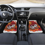 Flaming Firefighter Skull Print Front and Back Car Floor Mats