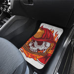 Flaming Firefighter Skull Print Front and Back Car Floor Mats