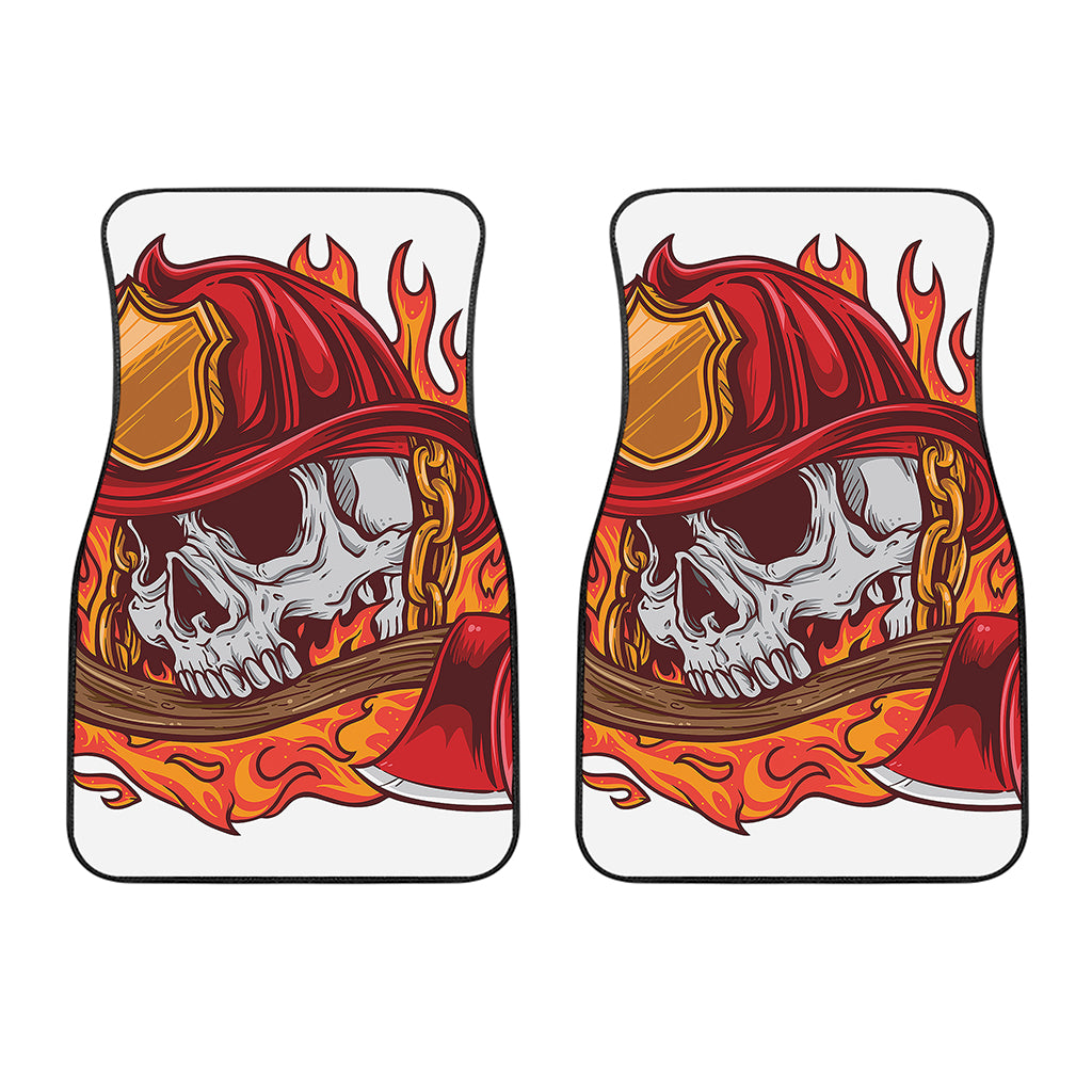 Flaming Firefighter Skull Print Front Car Floor Mats