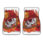 Flaming Firefighter Skull Print Front Car Floor Mats