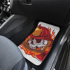 Flaming Firefighter Skull Print Front Car Floor Mats