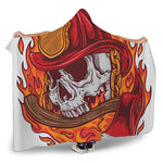Flaming Firefighter Skull Print Hooded Blanket