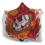 Flaming Firefighter Skull Print Hooded Blanket