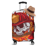 Flaming Firefighter Skull Print Luggage Cover