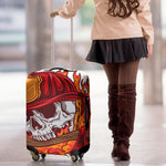 Flaming Firefighter Skull Print Luggage Cover