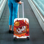 Flaming Firefighter Skull Print Luggage Cover