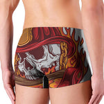 Flaming Firefighter Skull Print Men's Boxer Briefs