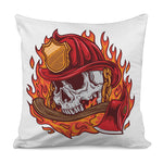Flaming Firefighter Skull Print Pillow Cover