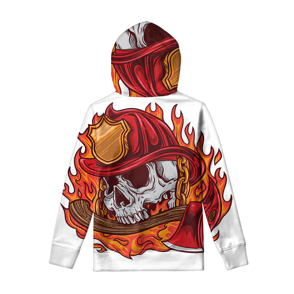 Flaming Firefighter Skull Print Pullover Hoodie