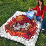 Flaming Firefighter Skull Print Quilt