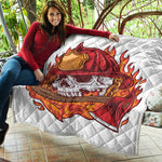 Flaming Firefighter Skull Print Quilt