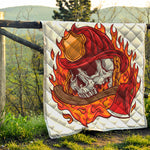 Flaming Firefighter Skull Print Quilt