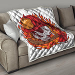 Flaming Firefighter Skull Print Quilt