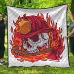 Flaming Firefighter Skull Print Quilt