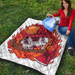 Flaming Firefighter Skull Print Quilt