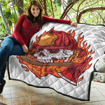 Flaming Firefighter Skull Print Quilt