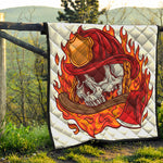 Flaming Firefighter Skull Print Quilt