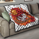 Flaming Firefighter Skull Print Quilt