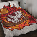 Flaming Firefighter Skull Print Quilt Bed Set