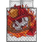 Flaming Firefighter Skull Print Quilt Bed Set