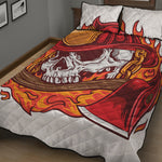 Flaming Firefighter Skull Print Quilt Bed Set