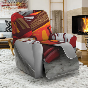 Flaming Firefighter Skull Print Recliner Slipcover