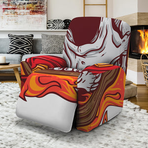 Flaming Firefighter Skull Print Recliner Slipcover