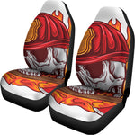 Flaming Firefighter Skull Print Universal Fit Car Seat Covers