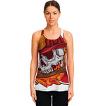 Flaming Firefighter Skull Print Women's Racerback Tank Top